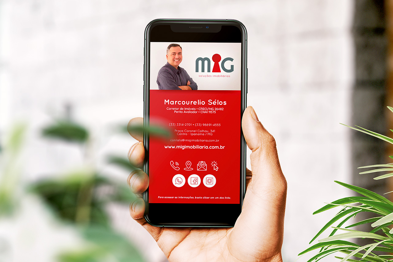 design-criacao-visual-cartao-digital Imagem demonstrativa do cartão digital desenvolvido para o MIG Imobiliária.